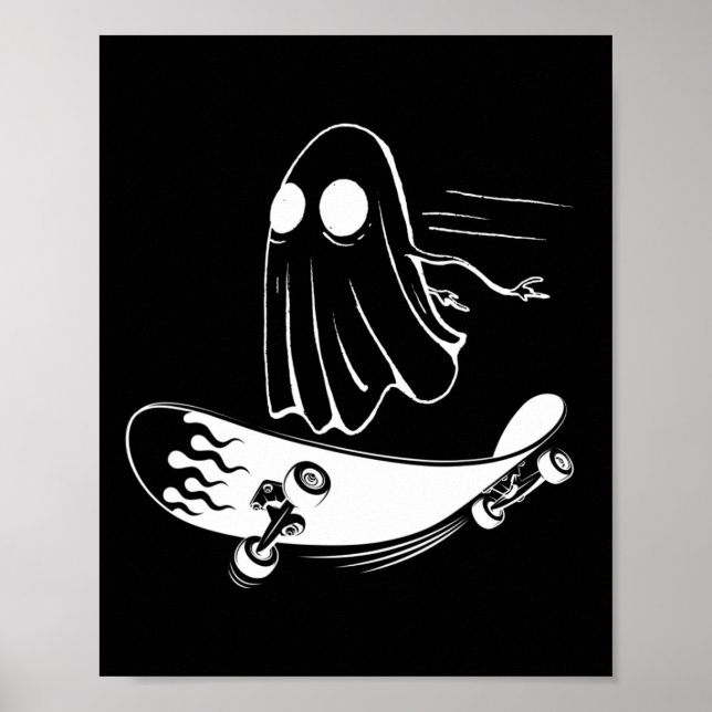 Ghost Skateboard Funny Skateboarding Lazy Hallowee Poster (Front)