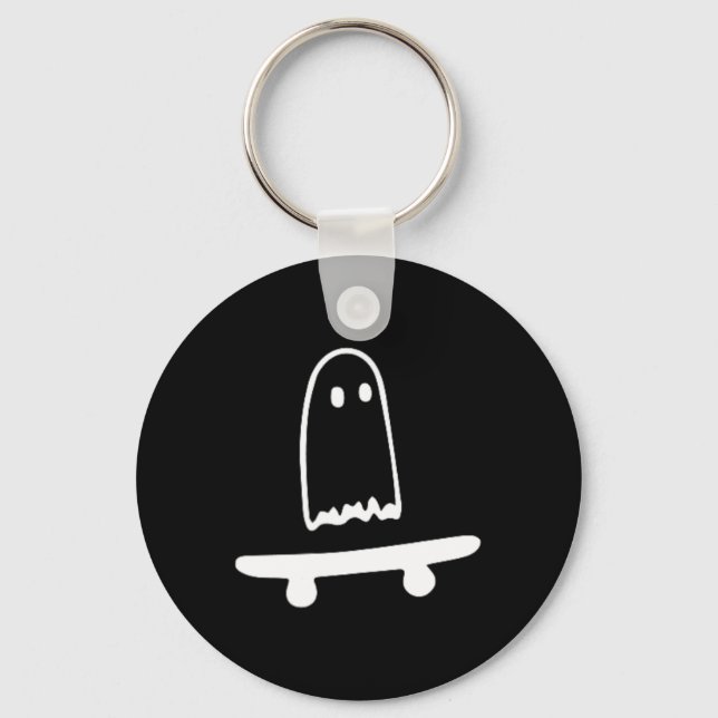 Ghost Skateboard Lazy Halloween Costume Fun Skateb Key Ring (Front)