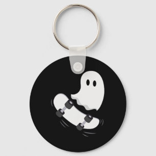 Ghost Skateboard Lazy Halloween Costume Fun Skateb Key Ring