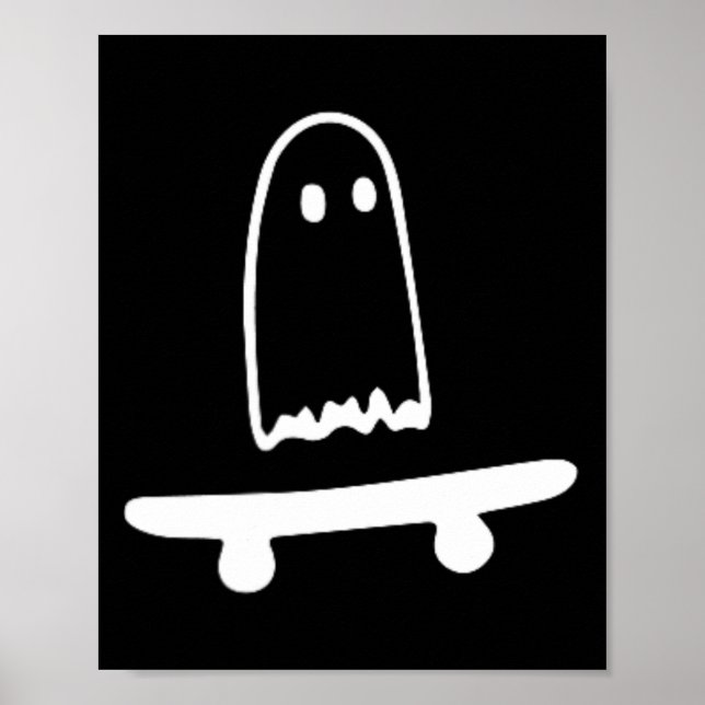 Ghost Skateboard Lazy Halloween Costume Fun Skateb Poster (Front)