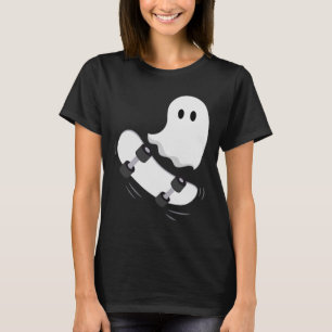 Ghost Skateboard Lazy Halloween Costume Fun Skateb T-Shirt