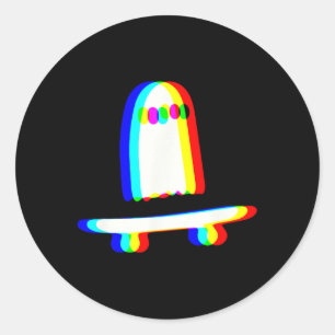 Ghost Skateboard Lazy Halloween Costume Funny Skat Classic Round Sticker