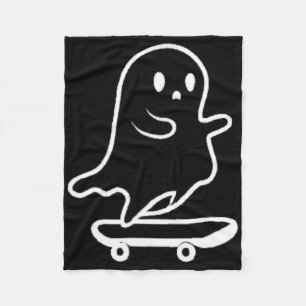 Ghost Skateboard Lazy Halloween Costume Funny Skat Fleece Blanket