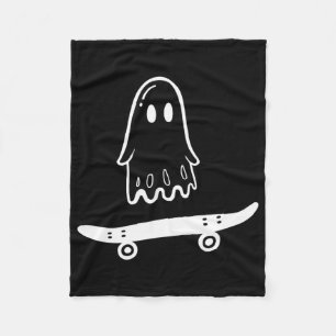 Ghost Skateboard Lazy Halloween Costume Funny Skat Fleece Blanket