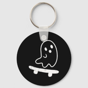 Ghost Skateboard Lazy Halloween Costume Funny Skat Key Ring