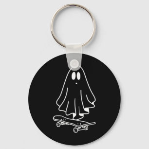 Ghost Skateboard Lazy Halloween Costume Funny Skat Key Ring