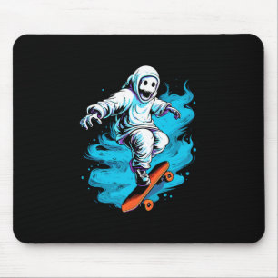 Ghost Skateboard Lazy Halloween Costume Funny Skat Mouse Pad
