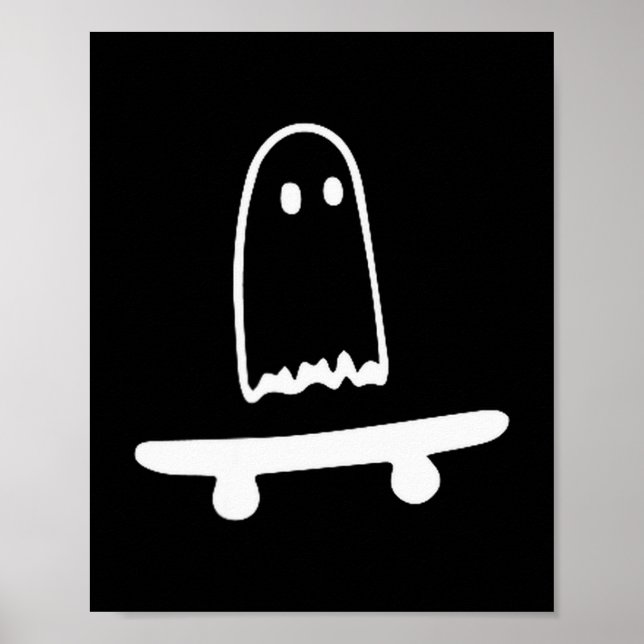 Ghost Skateboard Lazy Halloween Costume Funny Skat Poster (Front)