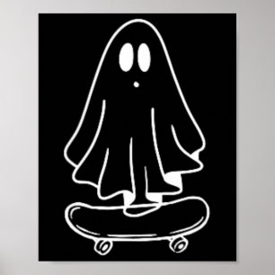 Ghost Skateboard Lazy Halloween Costume Funny Skat Poster