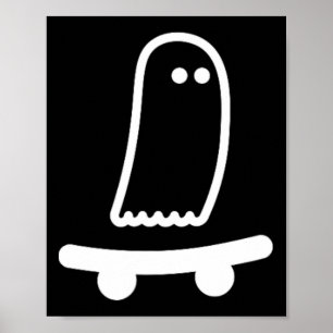 Ghost Skateboard Lazy Halloween Costume Funny Skat Poster