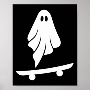 Ghost Skateboard Lazy Halloween Costume Funny Skat Poster