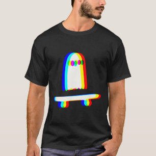 Ghost Skateboard Lazy Halloween Costume Funny Skat T-Shirt