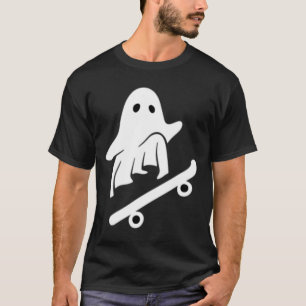 Ghost Skateboard Lazy Halloween Costume Funny Skat T-Shirt