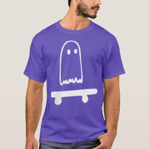 Ghost Skateboard Lazy Halloween Costume Funny Skat T-Shirt