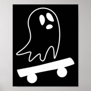 Ghost Skateboard Lazy Halloween Costume Skateboard Poster
