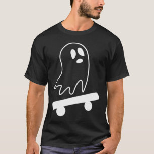 Ghost Skateboard Lazy Halloween Costume Skateboard T-Shirt