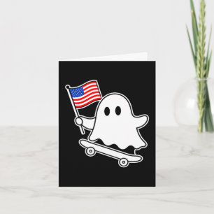 Ghost skateboard usa flag cute 4th of july funny card