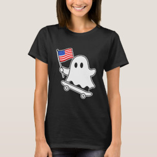 Ghost skateboard usa flag cute 4th of july funny T-Shirt