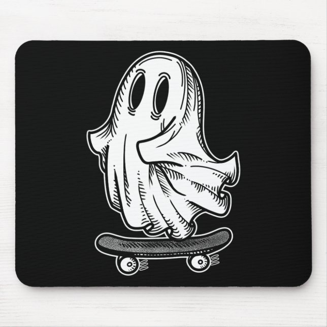 Ghost Skateboarder Blackwork  Mouse Pad (Front)