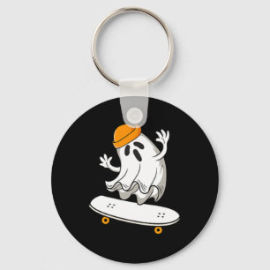 Ghost Skateboarding Halloween Skateboard Shirt Men Key Ring