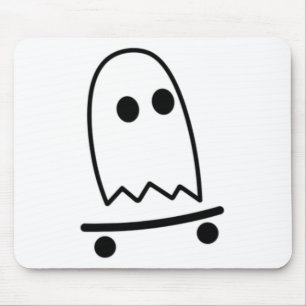 Ghost Skateboarding Lazy Halloween Costume Fun Ska Mouse Pad