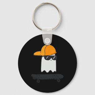 Ghost Skateboarding Lazy Halloween Costume Funny S Key Ring