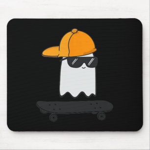 Ghost Skateboarding Lazy Halloween Costume Funny S Mouse Pad