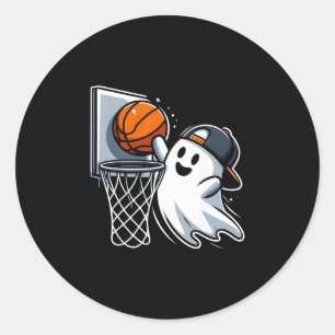 Ghost Sketll Dunk Ghost Playing Sketll Halloween Classic Round Sticker