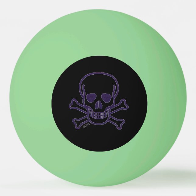 Ghost Skull green glow 1 star ping pong ball (Front)