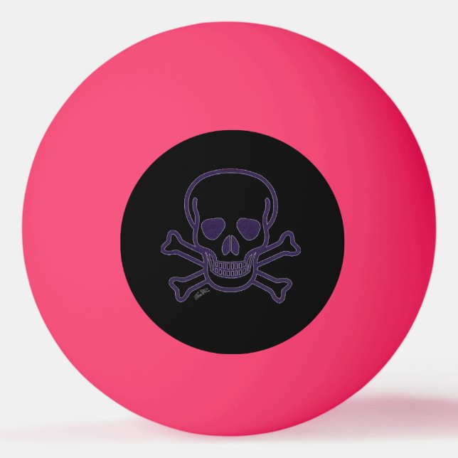 Ghost Skull orange glow 1 star ping pong ball (Front)