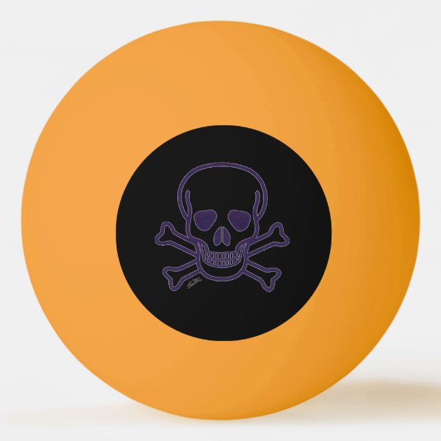 Ghost Skull yellow glow 1 star ping pong ball (Front)