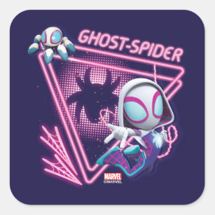 Ghost-Spider and TWIRL-E Glow Webs Glow Square Sticker