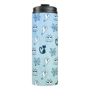 Ghost, Spiderwebs and Black Cats Blue Thermal Tumbler