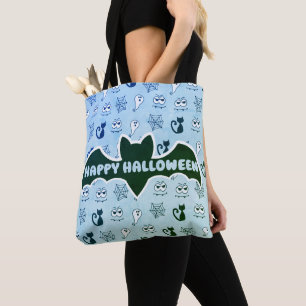 Ghost, Spiderwebs and Black Cats Blue Tote Bag