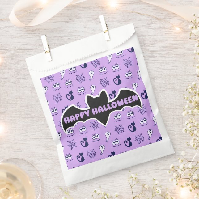 Ghost, Spiderwebs and Black Cats Purple Favour Bag (Clipped)