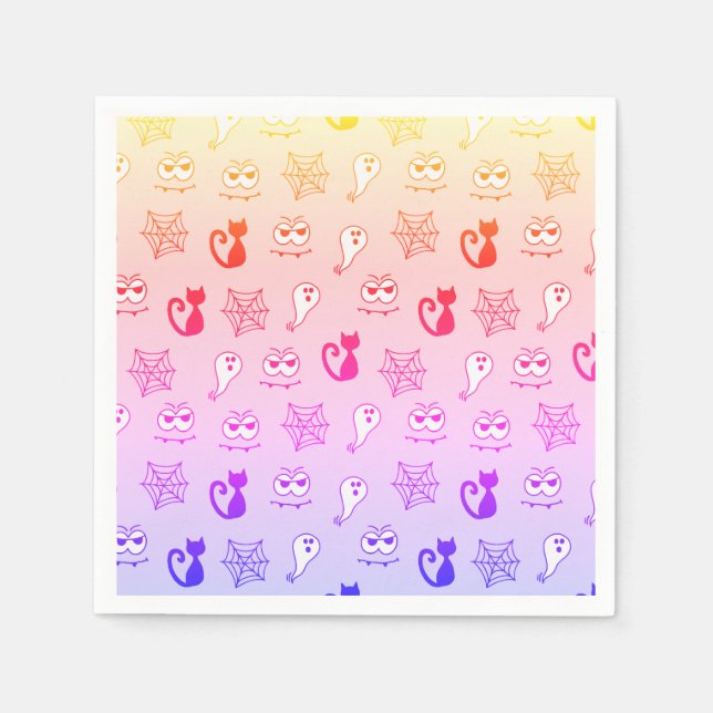 Ghost, Spiderwebs and Black Cats Rainbow Napkin (Front)