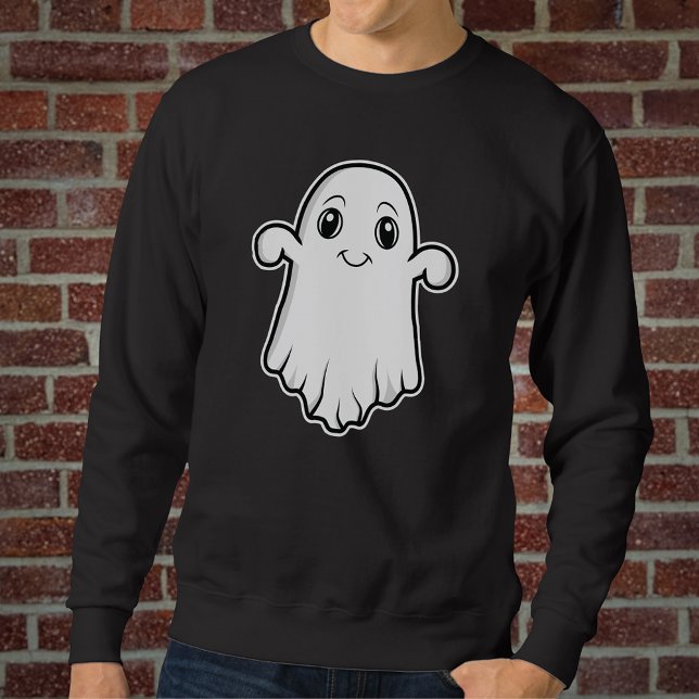Ghost Spirit With A Smile Cartoon Design Halloween Sweatshirt (Fun design for the Halloween season, for example.)