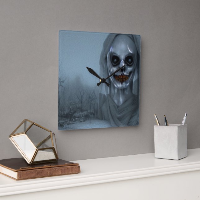 Ghost Spooky Creepy Ghost  Square Wall Clock (Office)