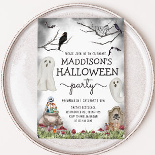 Ghost Spooky Halloween Birthday Party Invitation