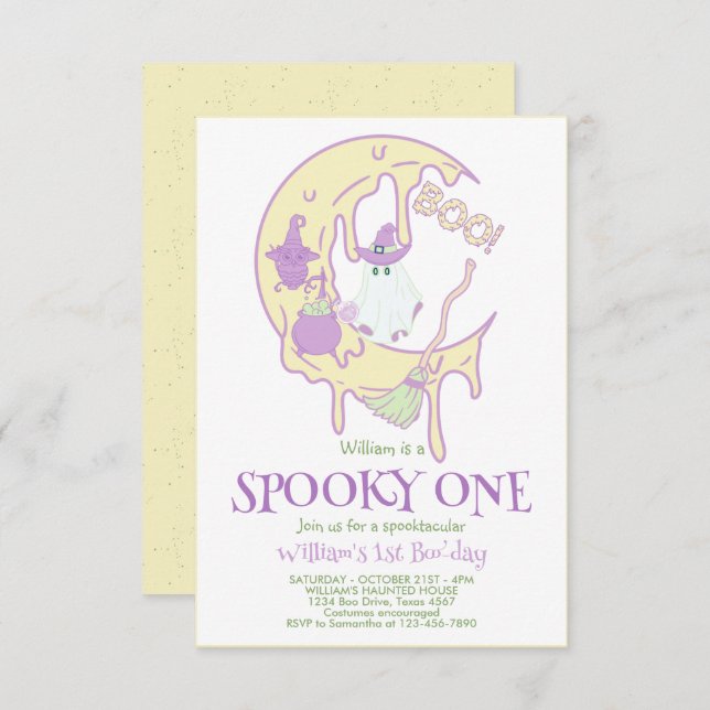 Ghost Spooky One 1st Halloween Birthday Invitation (Front/Back)