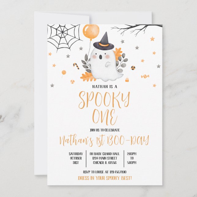 Ghost Spooky One Halloween Birthday Invitation (Front)