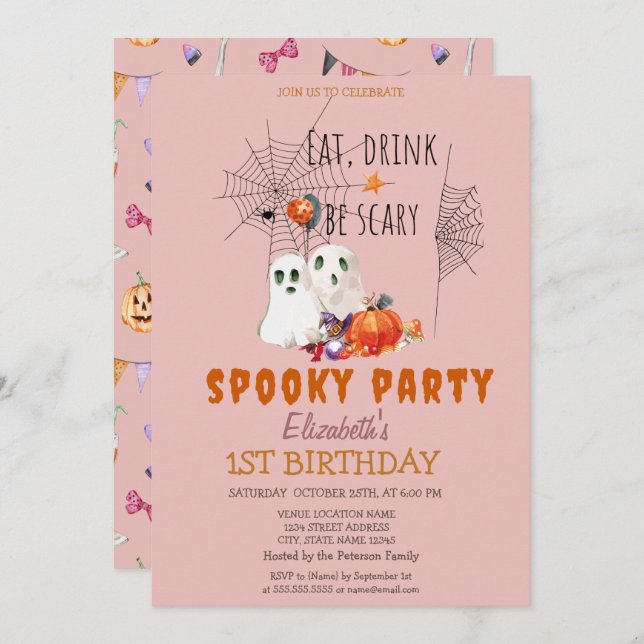 Ghost Spooky Party Birthday Invitation (Front/Back)
