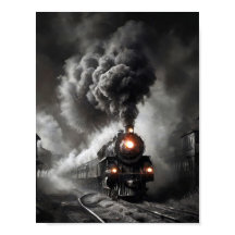 Ghost steam train in a dark stormy night