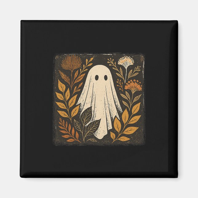 Ghost Tee Fall Autumn Vibes Graphic Whimsical Flor Magnet (Front)