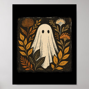 Ghost Tee Fall Autumn Vibes Graphic Whimsical Flor Poster