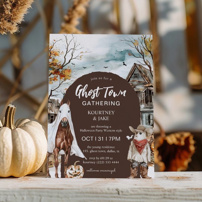 Ghost Town Gathering Western Halloween Party Invitation (Creator Uploaded)