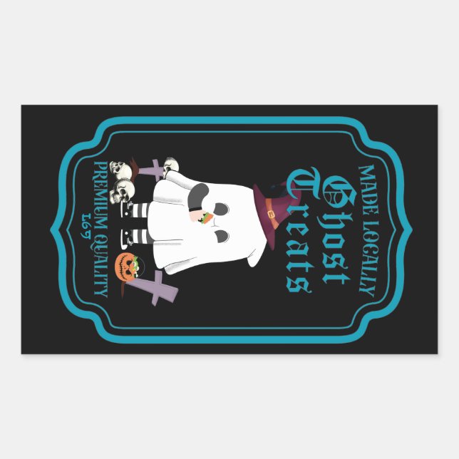GHOST TREATS MADE LOCALLY  funny  halloween  Rectangular Sticker (Front)