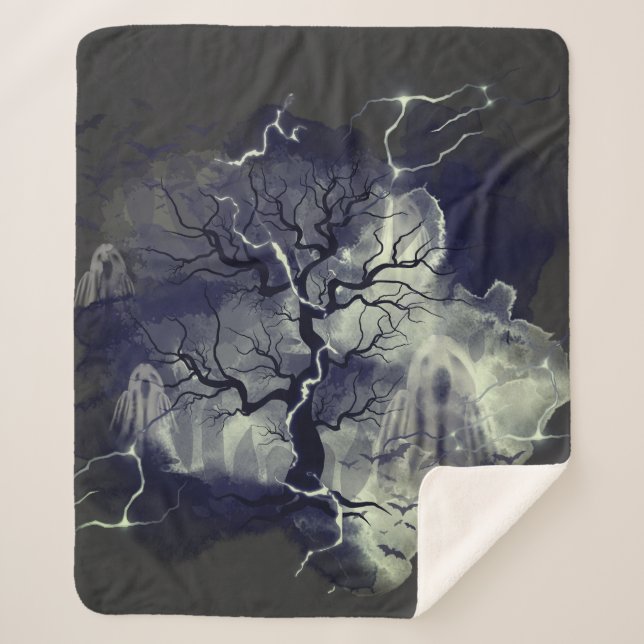 Ghost tree sherpa blanket (Front)