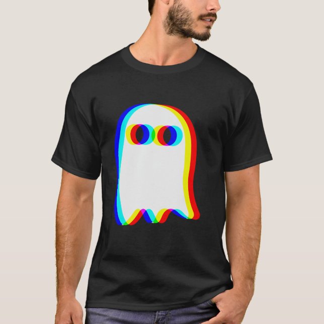 Ghost Trippy Vaporwave Halloween Techno Rave EDM M T-Shirt (Front)