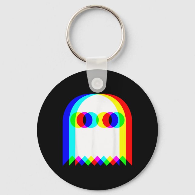Ghost Trippy Vaporwave Halloween Techno Rave Funny Key Ring (Front)